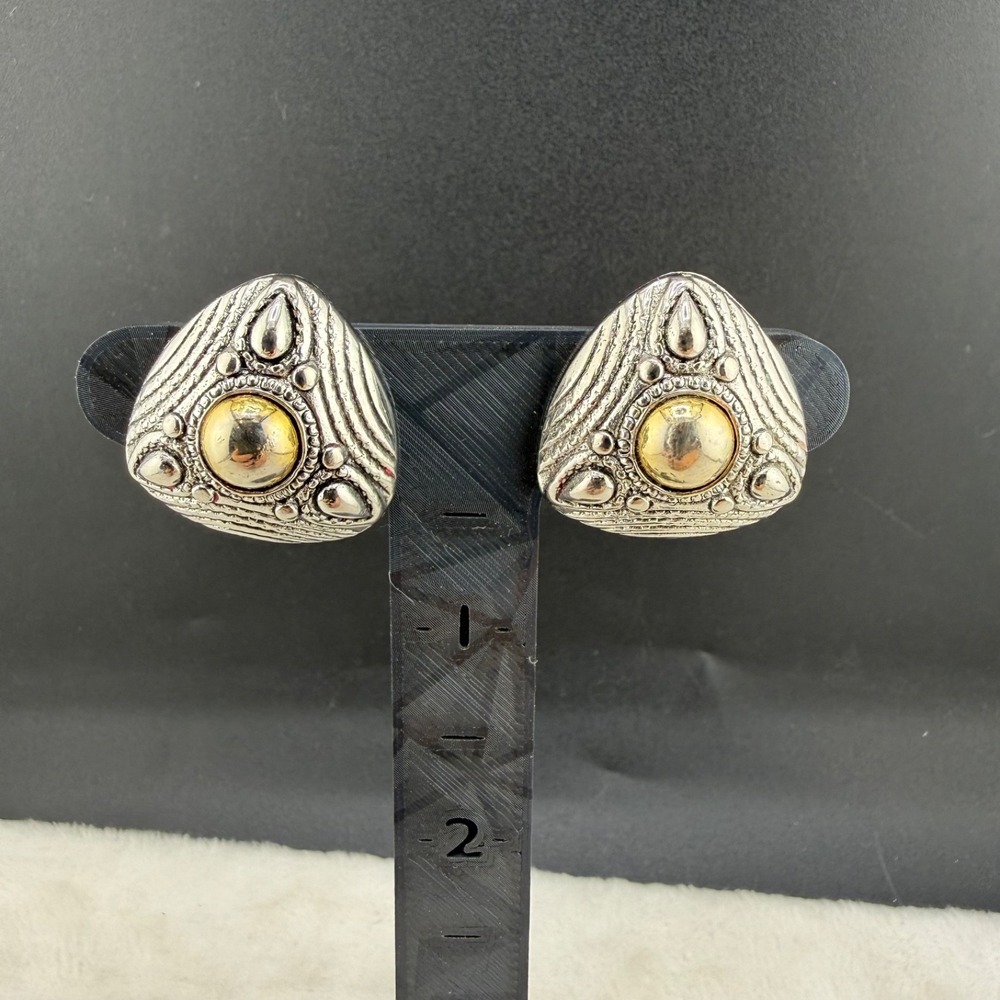 Vintage Clip On‎ Earrings Silver Tone Signed GSD
